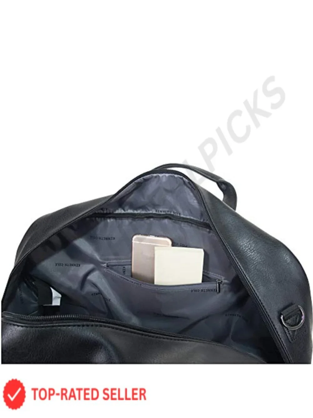 Vegan Leather Duffel Bag with Trolley Sleeve, 55L Travel Carry-On
